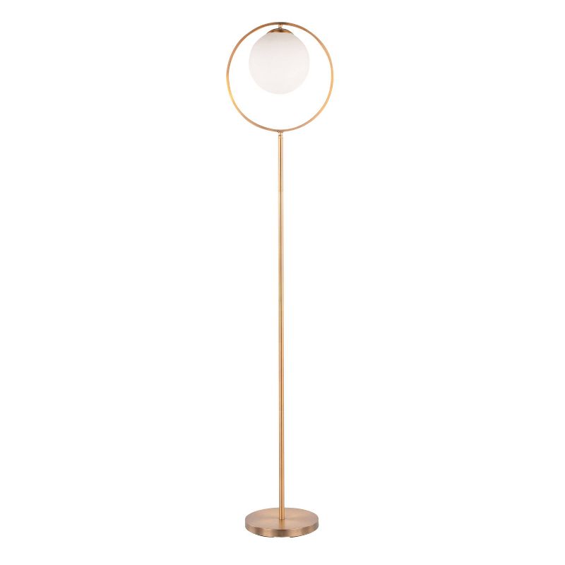 Metal and Frosted Glass Moon Contemporary Floor Lamp Gold (Includes LED Light Bulb) - LumiSource