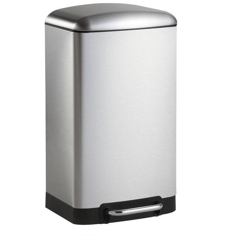 happimess Ashley Rectangular 8-Gallon Trash Can with Soft-Close Lid with FREE Mini Trash Can, Stainless Steel