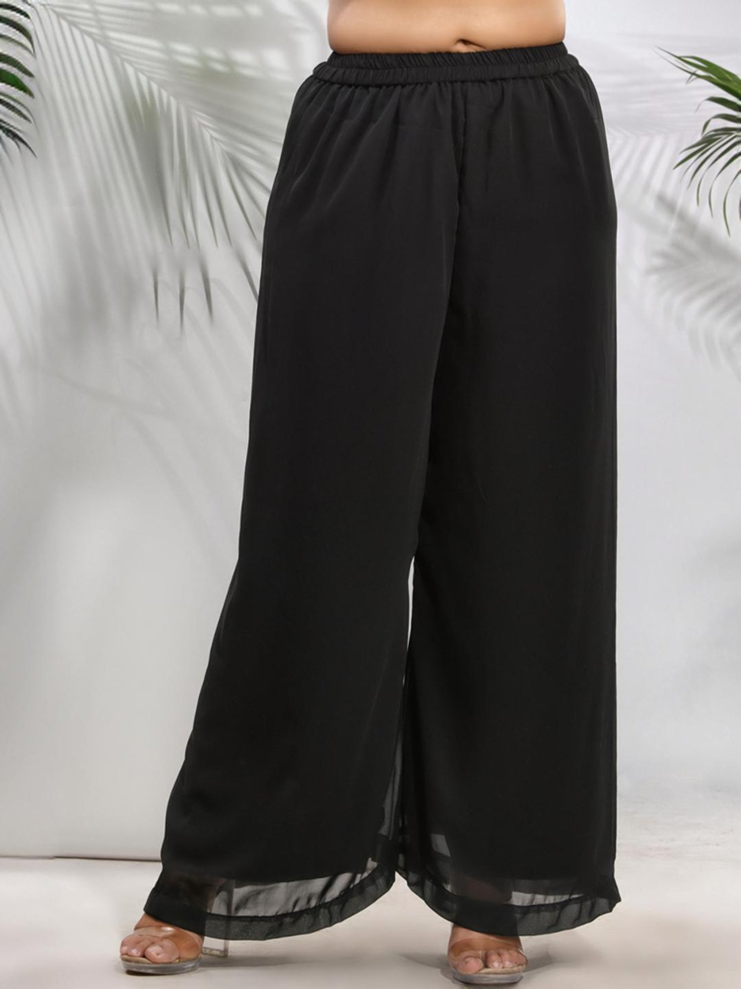 Charukriti Black Regular Fit Kurta Palazzo Set With Dupatta