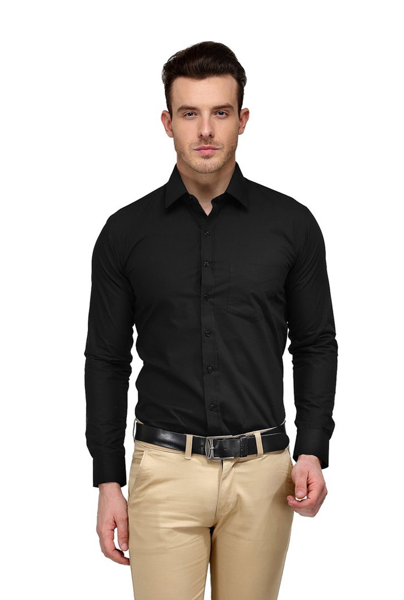 Hancock Black Slim Fit Solid Shirt