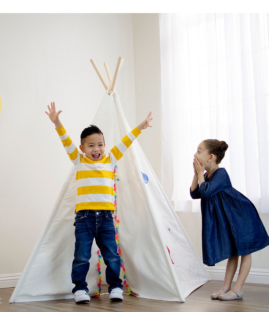 Wonder Wise by Asweets Painting Pom-Pom Trim Teepee Play Tent