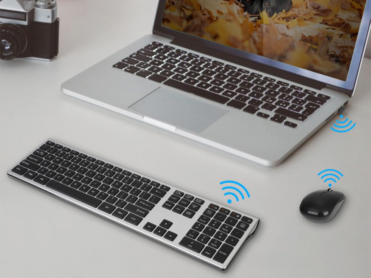 Ochine Wireless Keyboard And Mouse Combo, Ultra Slim Full Size 2.4GHz Whisper Quiet Cordless Keyboard Mouse Sets, USB Unifying Receiver For PC Computer Laptop Windows Apple