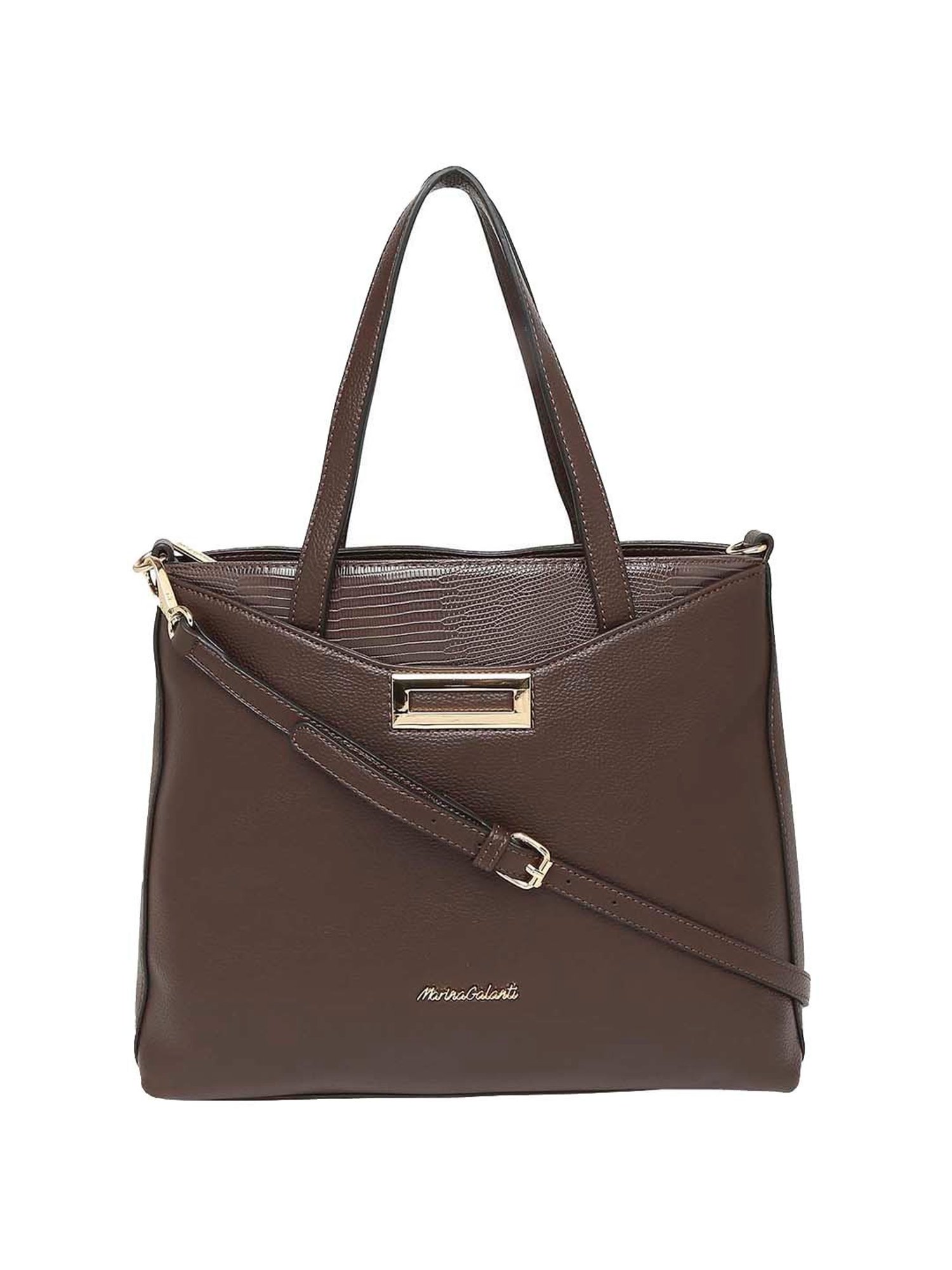 Marina Galanti Brown Solid Medium Tote Handbag