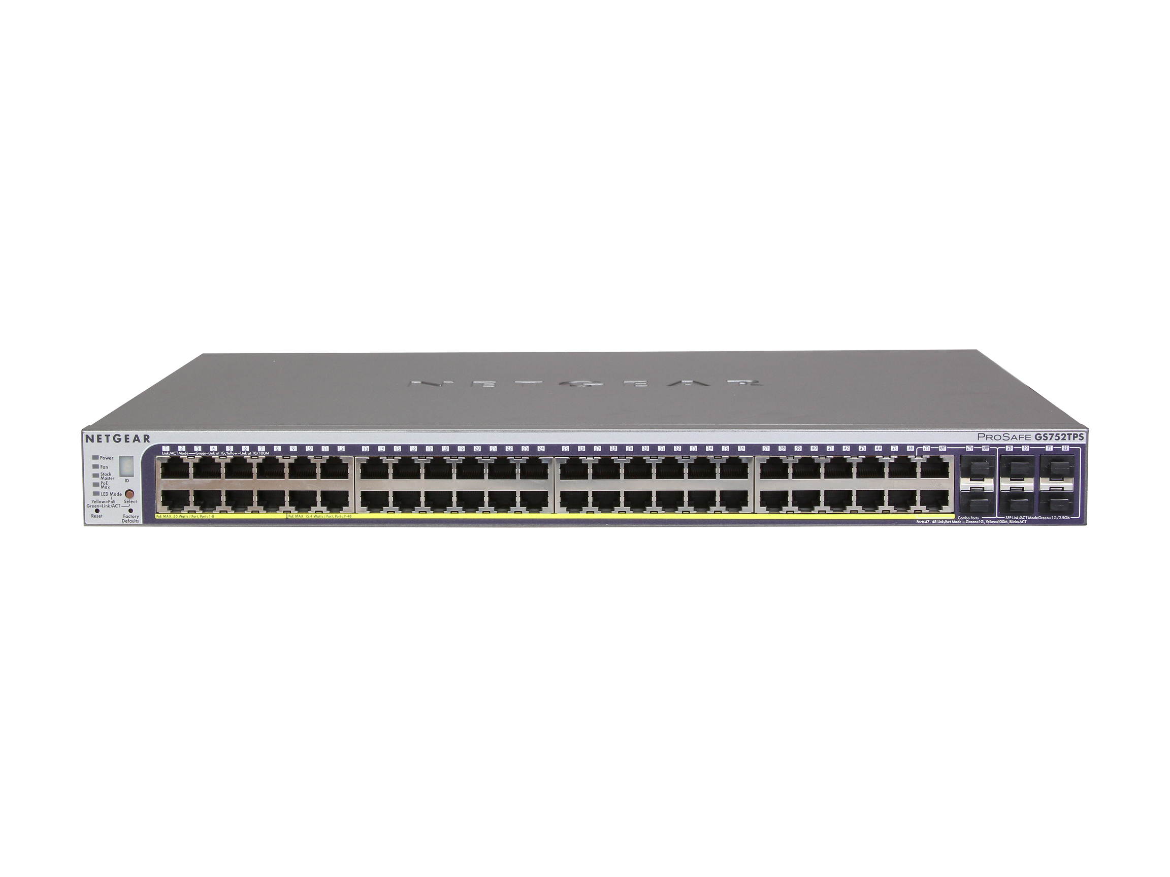 NETGEAR 28-Port PoE Gigabit/10G Stackable Smart Switch (GS728TXP) - Managed with 24 x PoE+ @ 195W, 2 x 10G Copper and 2 x 10G SFP+, Desktop/Rackmount, and ProSAFE Lifetime Protection
