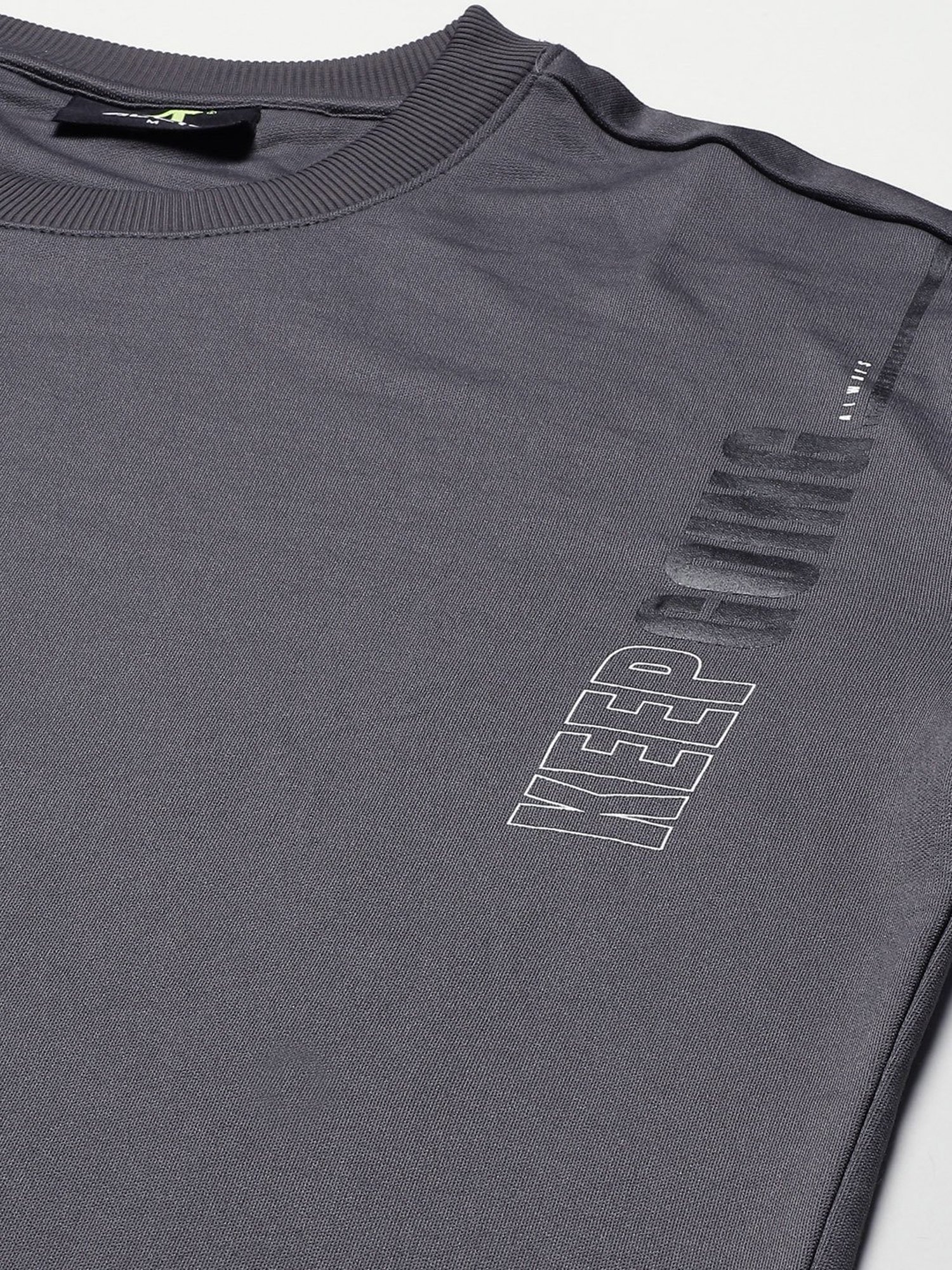 ALCIS Grey Slim Fit Printed Sweatshirt