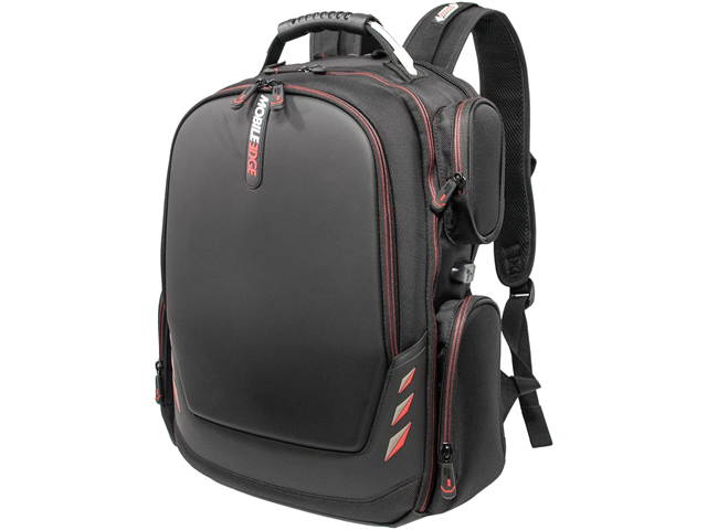 Mobile Edge - Core Gaming Checkpoint Friendly 18.4" Backpack w/Velcro Front Panel - Black with Red Trim