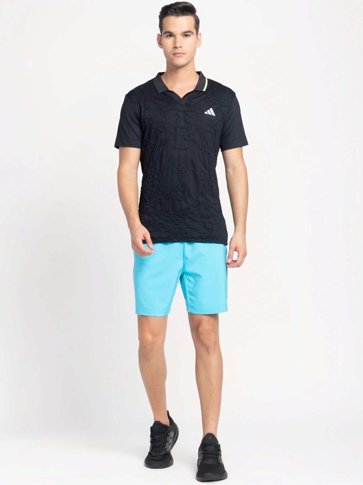 Adidas Black Slim Fit Texture Sports Polo
