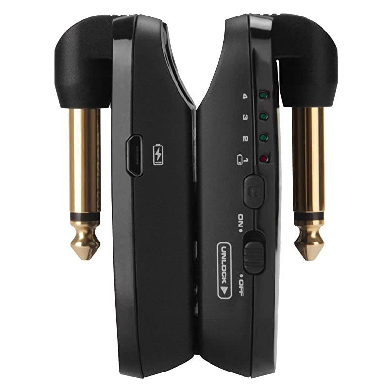 B-2 Wireless Guitar System 2.4GHz Rechargeable 4 Channels Wireless Audio Transmitter Receiver 4ms Latency for Passive Guitar (Black)