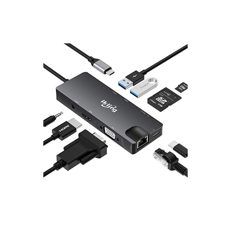 C Hub 9in1 C Adapter with 4K C to HDMIVGA C Charging 2 30 SDTF Card Reader C to 35mm Gigabit Ethernet C Dock Compatible Apple MacBook Pro 1315 Thunderbolt 3