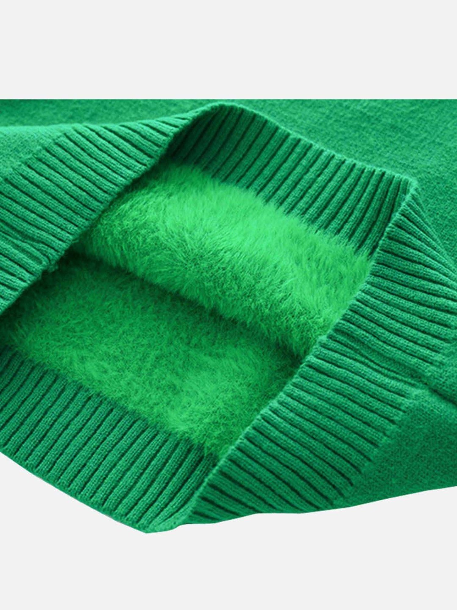 Little Surprise Box Santa Monogram Green Printed Full Sleeves Sweater