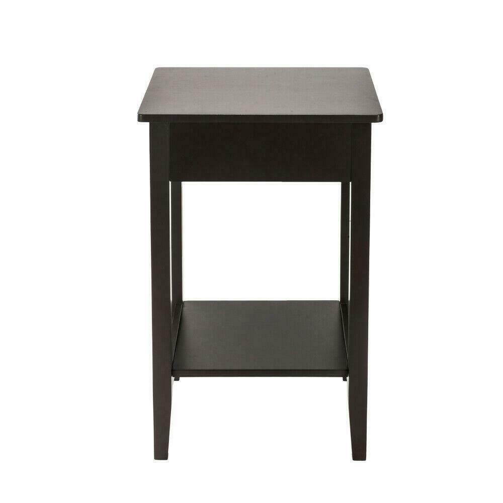 Side End Table with Shelf Coffee Night Stand Bedside Sofa Table Coffee Color