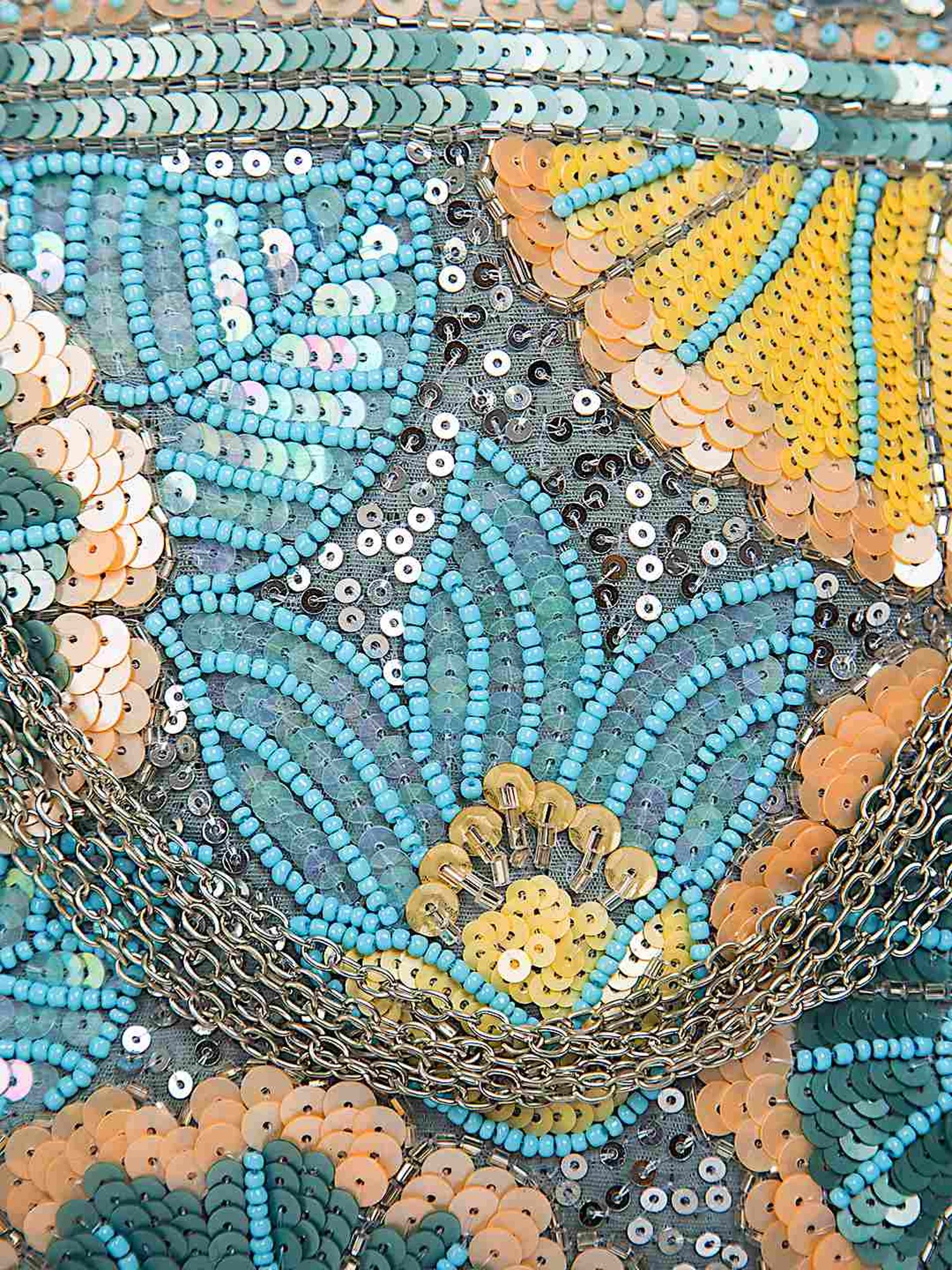 Tarini Nirula Grey & Blue Silk Potli