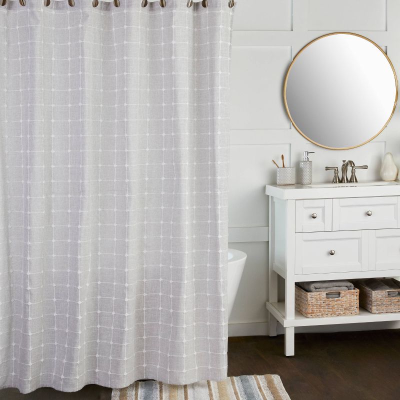 Windowpane Texture Shower Curtain Natural - SKL Home