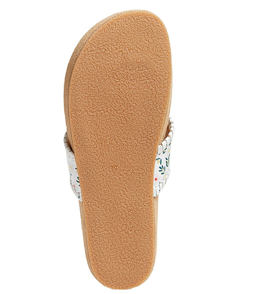 Jack Rogers Jacks Comfort White Daisy Leather Whipstitch Detail Thong Sandals