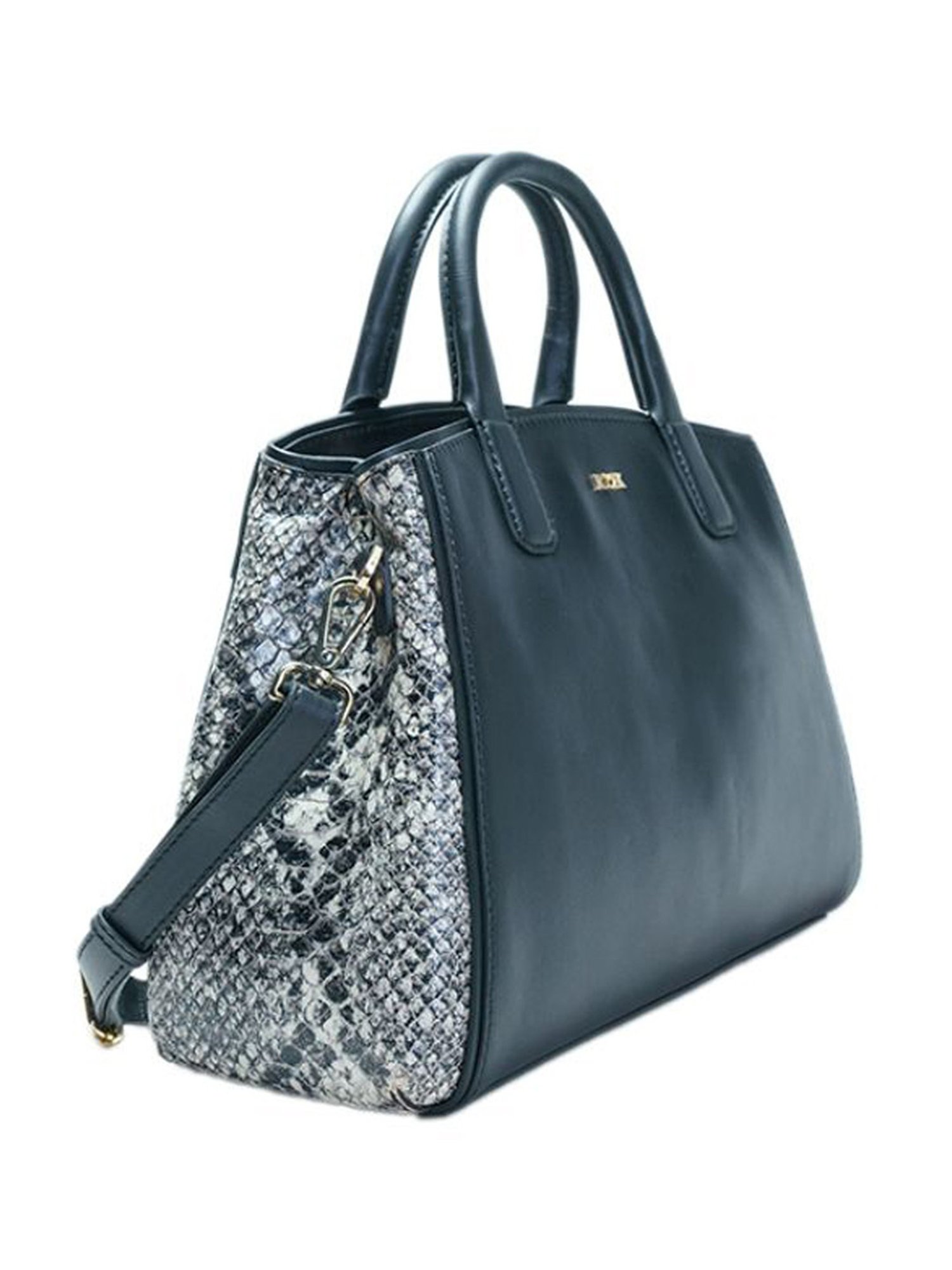 RI2K London Black Vibora Leather Medium Handbag