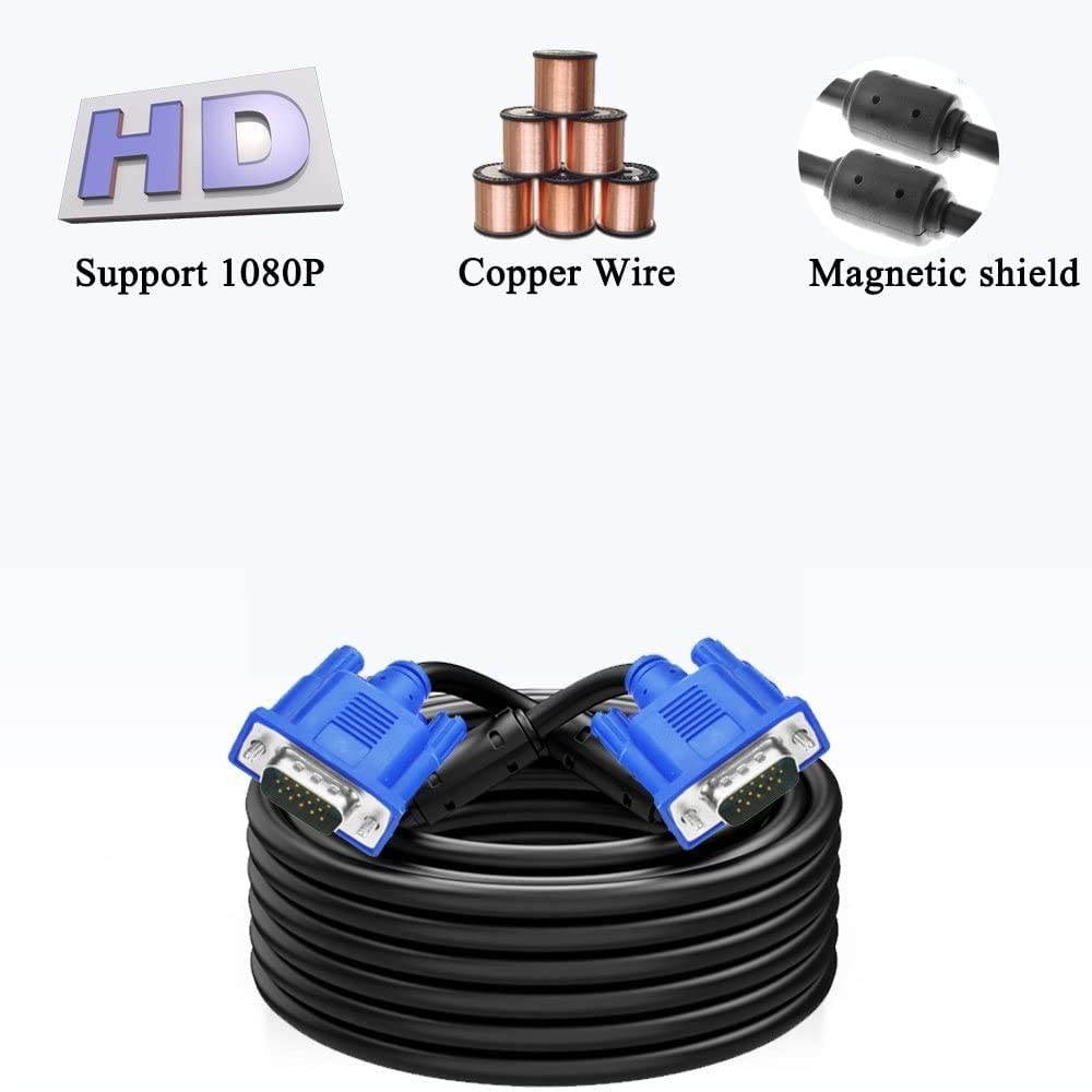 VGA to VGA Cable Standard 15-Pin SVGA Male to VGA Male Cable 10Ft (10 feet)
