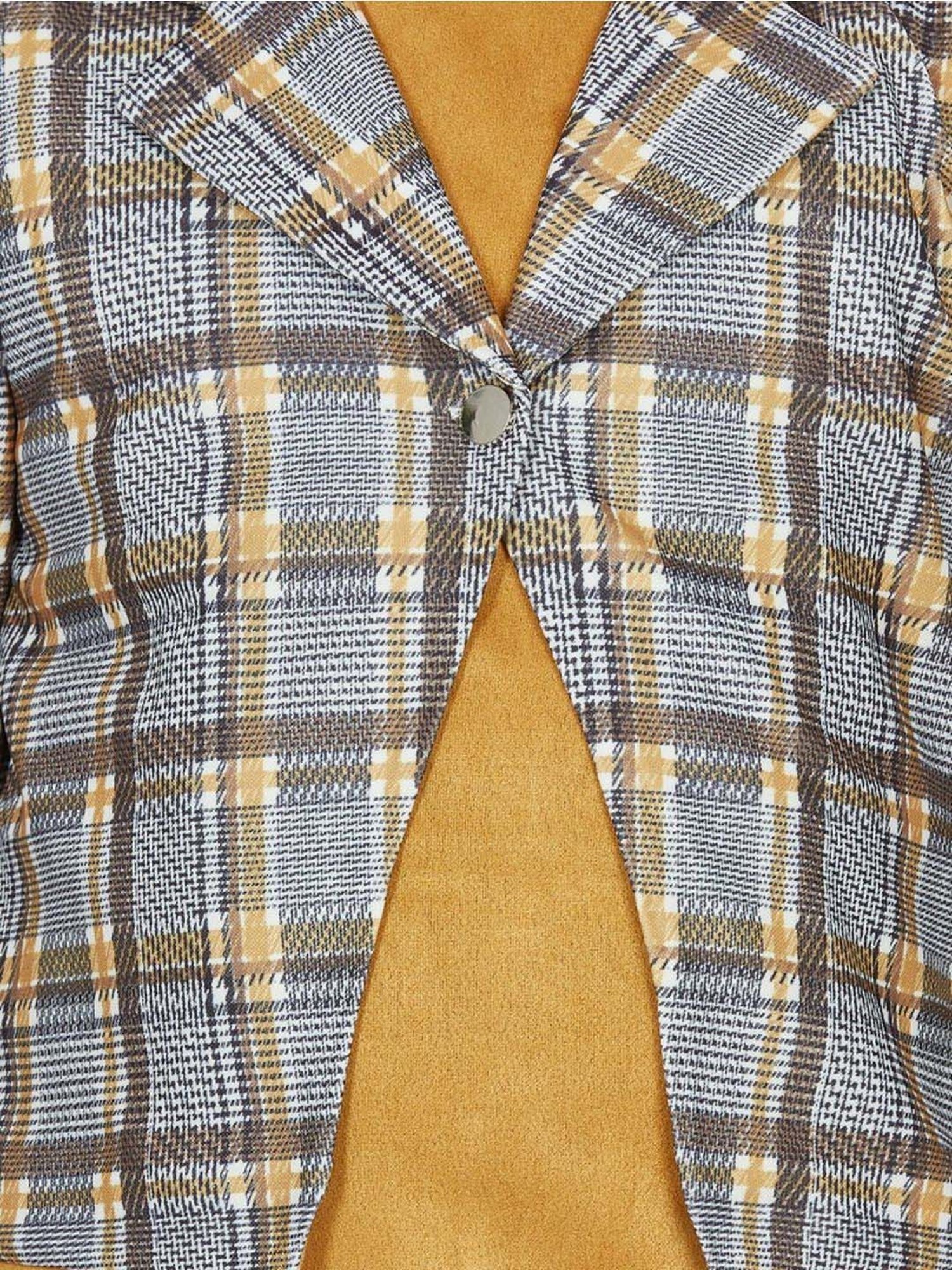 Peppermint Girls Mustard & Grey Checks Full Sleeves Dress Set