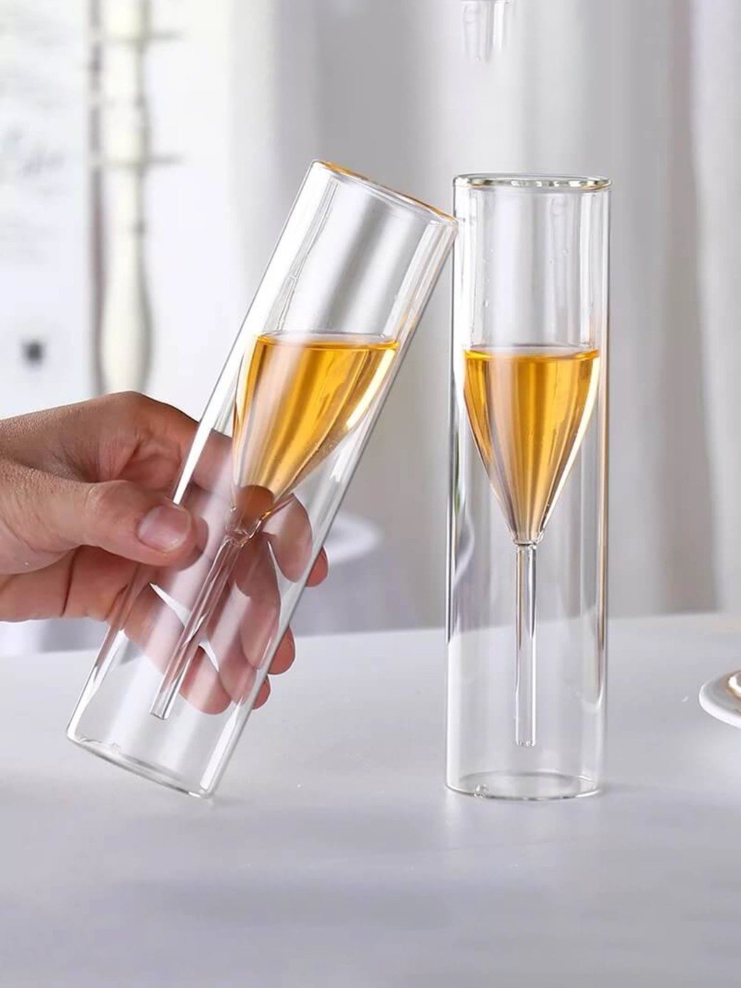 Melbify Flute Transparent Glass Champagne & Wine Glass (180ml) - Set of 2