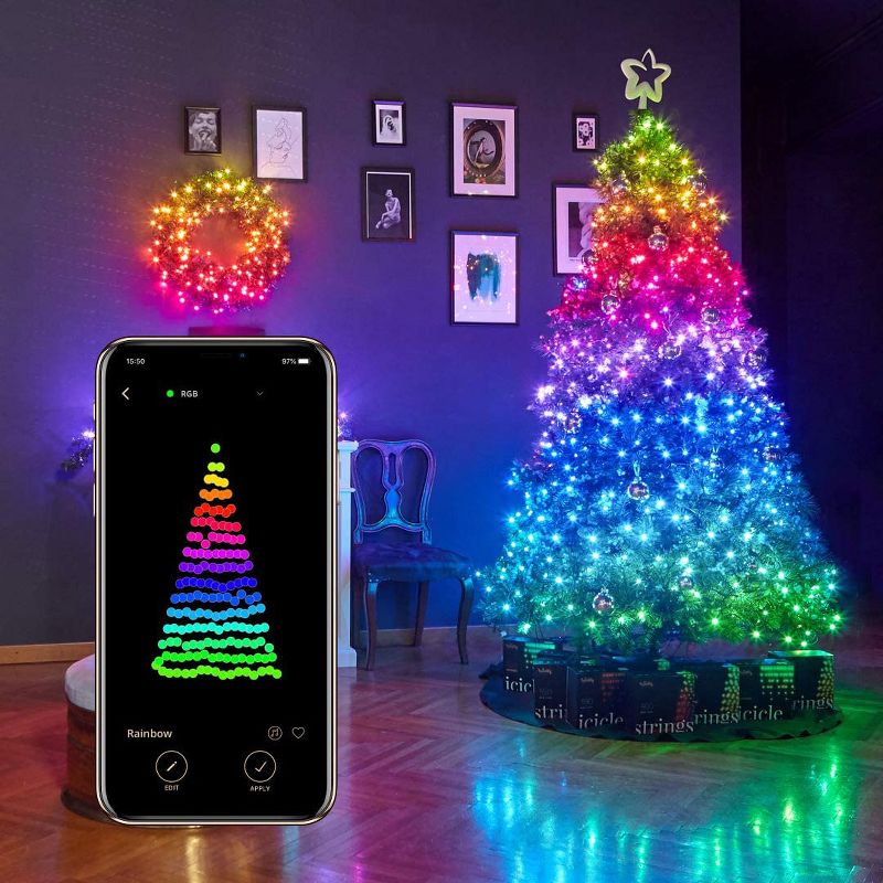 Twinkly TWS400STP-GUS 400 LED RGB Multicolor Decorative String Lights, Bluetooth WiFi and App Controlled, for Home Bedroom and Dormroom use (105 ft)