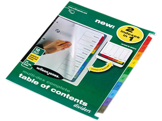 Wilson Jones 91003 Multi-Dex Index Assorted Color 10-Tab, Labeled 1-10, Letter, 10/Set