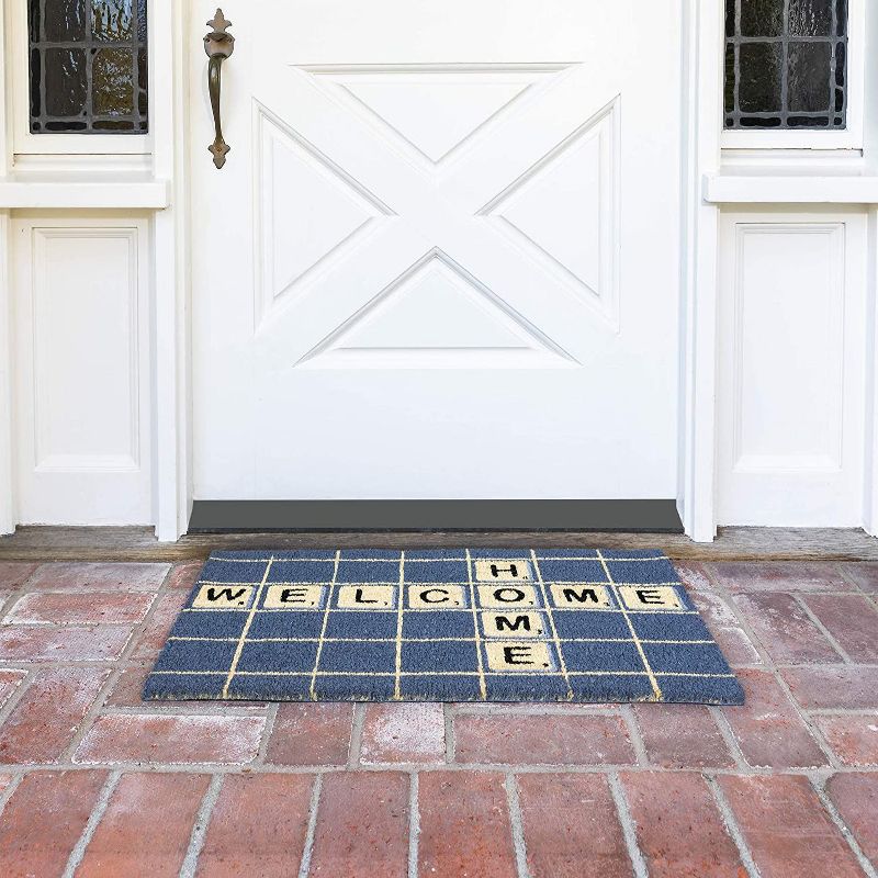 Juvale Welcome Scrabble Tile Coir Door Mat Indoor Outdoor Doormat Nonslip Front Rugs 17"x30"