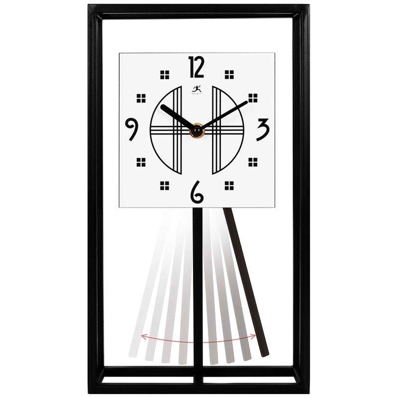 Infinity Instruments 20090BK-933 7.25 x 13 Inch Decorative Modern/Minimalist Pendulum Tabletop Clock, Black