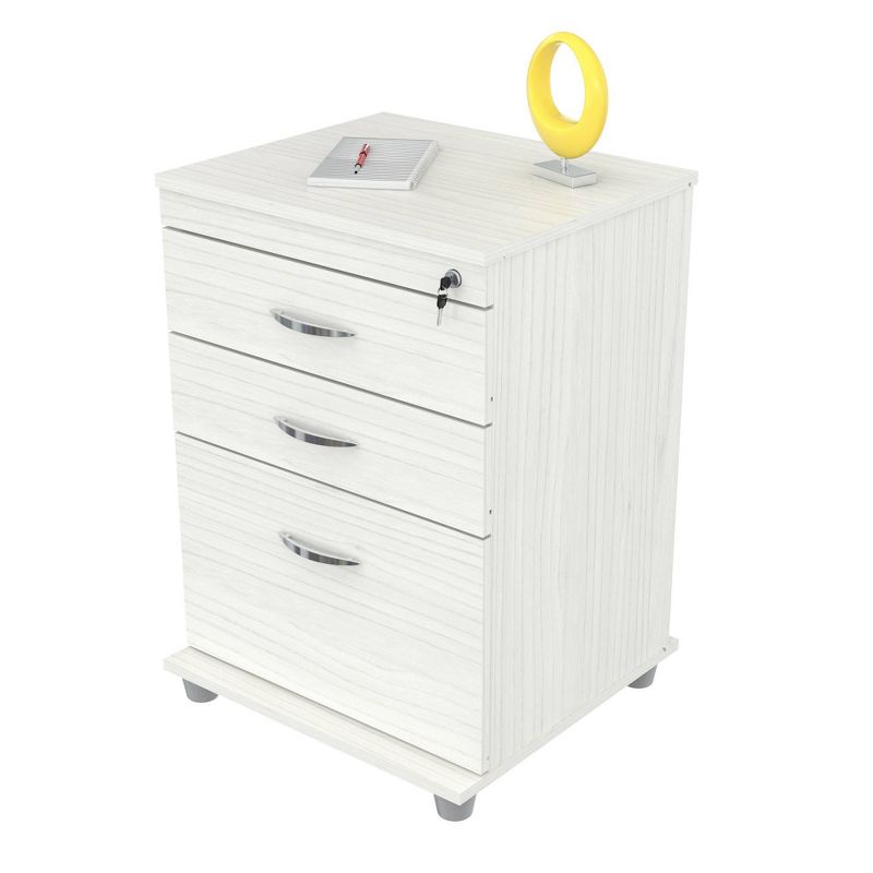 3 Drawer Locking File Cabinet Washed Oak - Inval