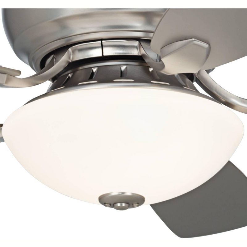 44" Casa Vieja Modern Hugger Ceiling Fan with Light LED Brushed Nickel Reversible Silver White Blades Frosted Glass Living Room