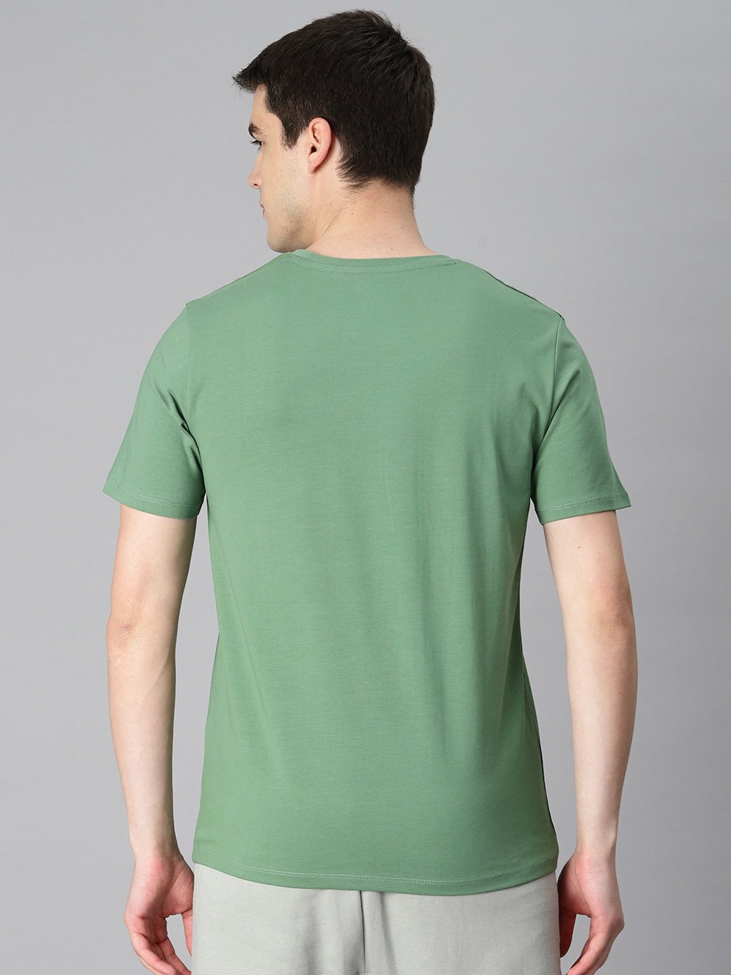ALCIS Green Regular Fit Printed Crew T-Shirt