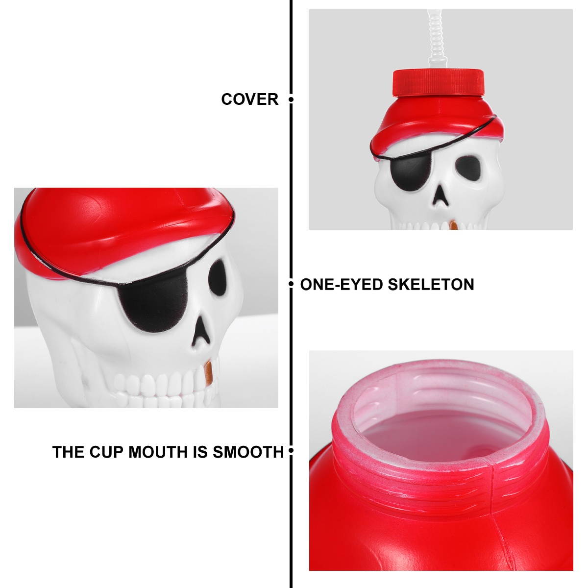 1 Pc Halloween Plastic Straw Cup Creative Skull Design Water Cup
