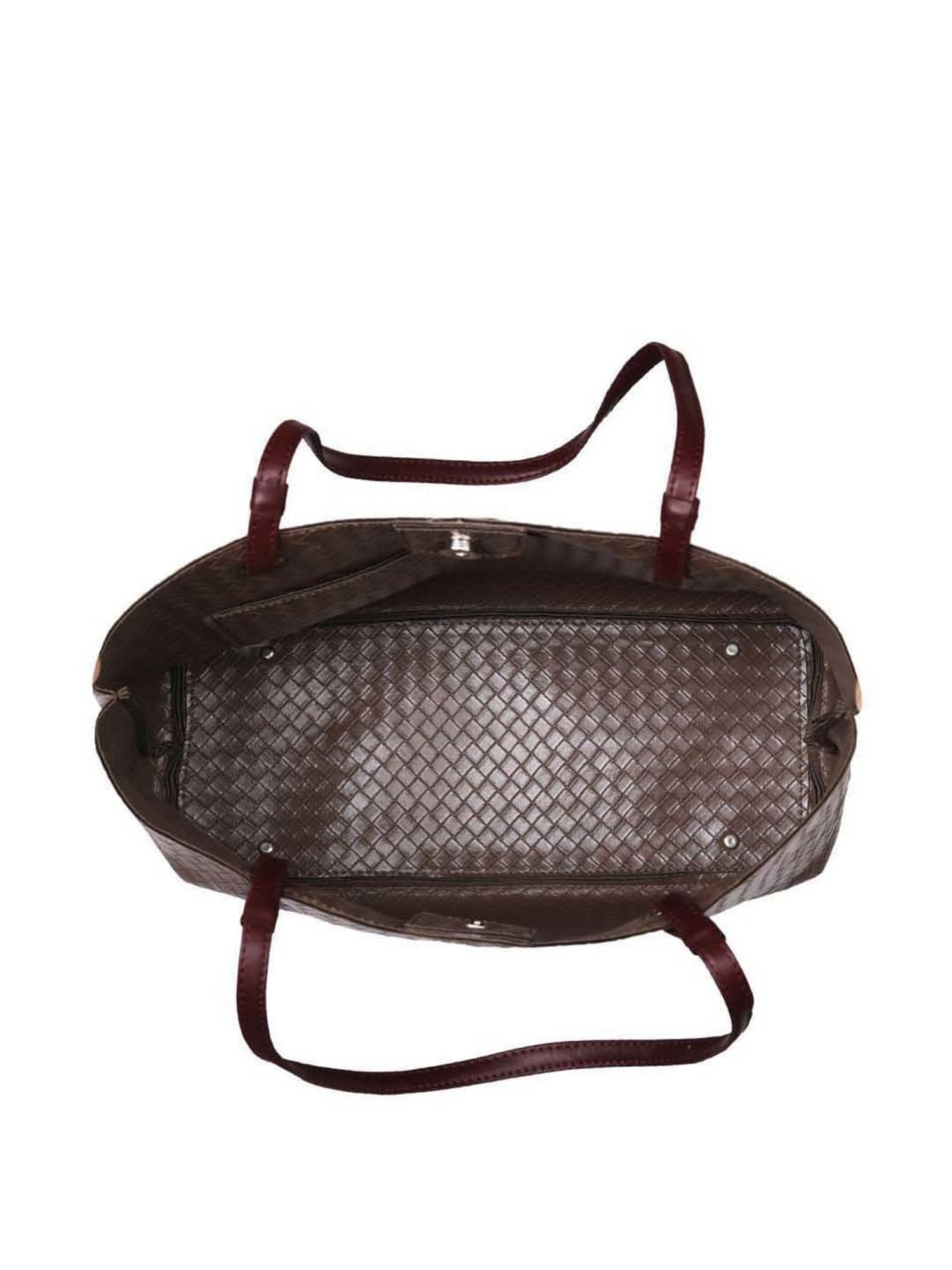 Toteteca Brown Textured Medium Tote Handbag