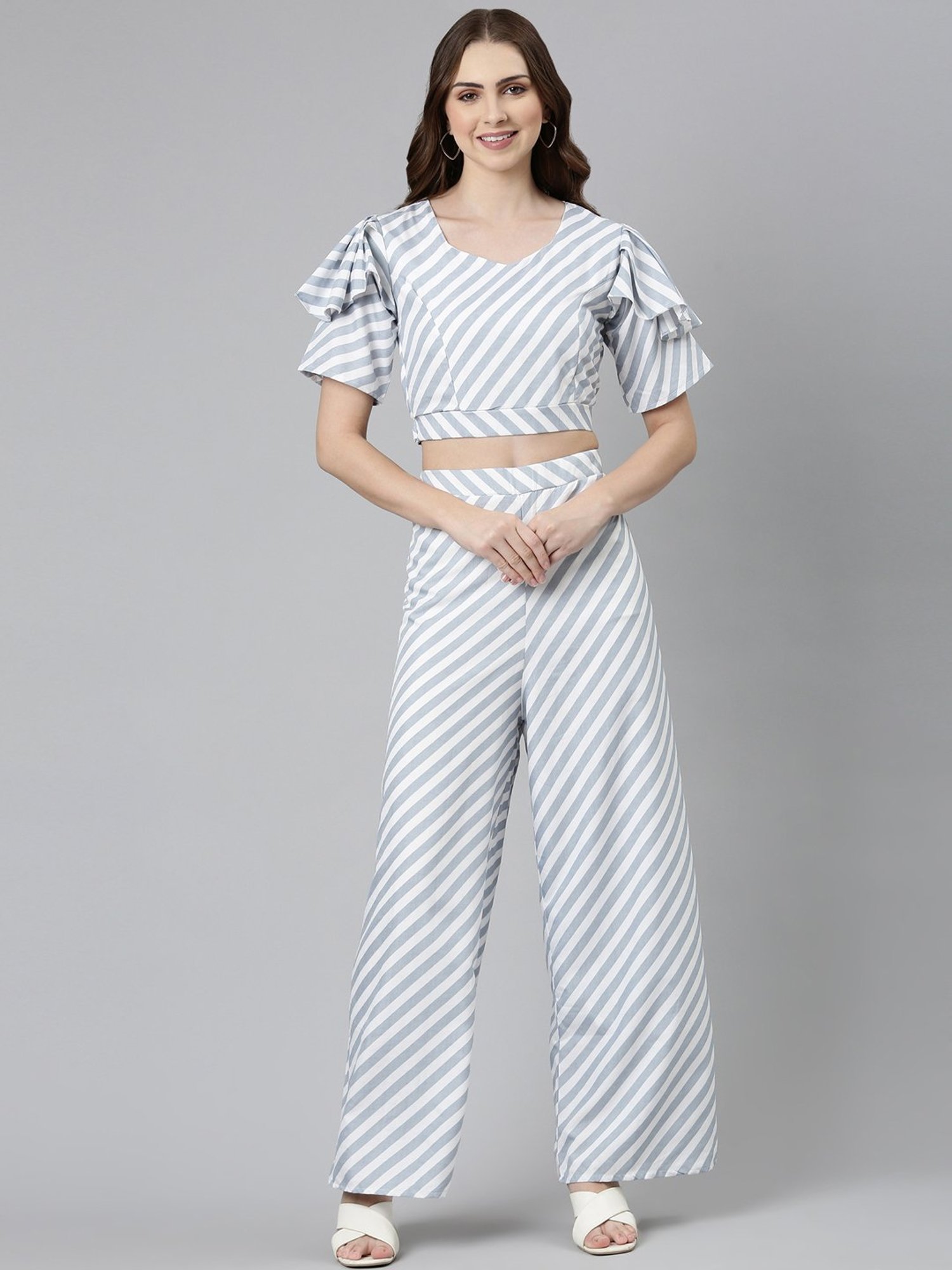 SHOWOFF Grey Striped Co-Ord Set