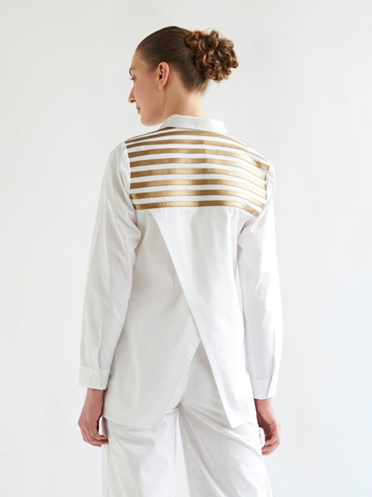 House of Manaa White Gold Lace Shirt