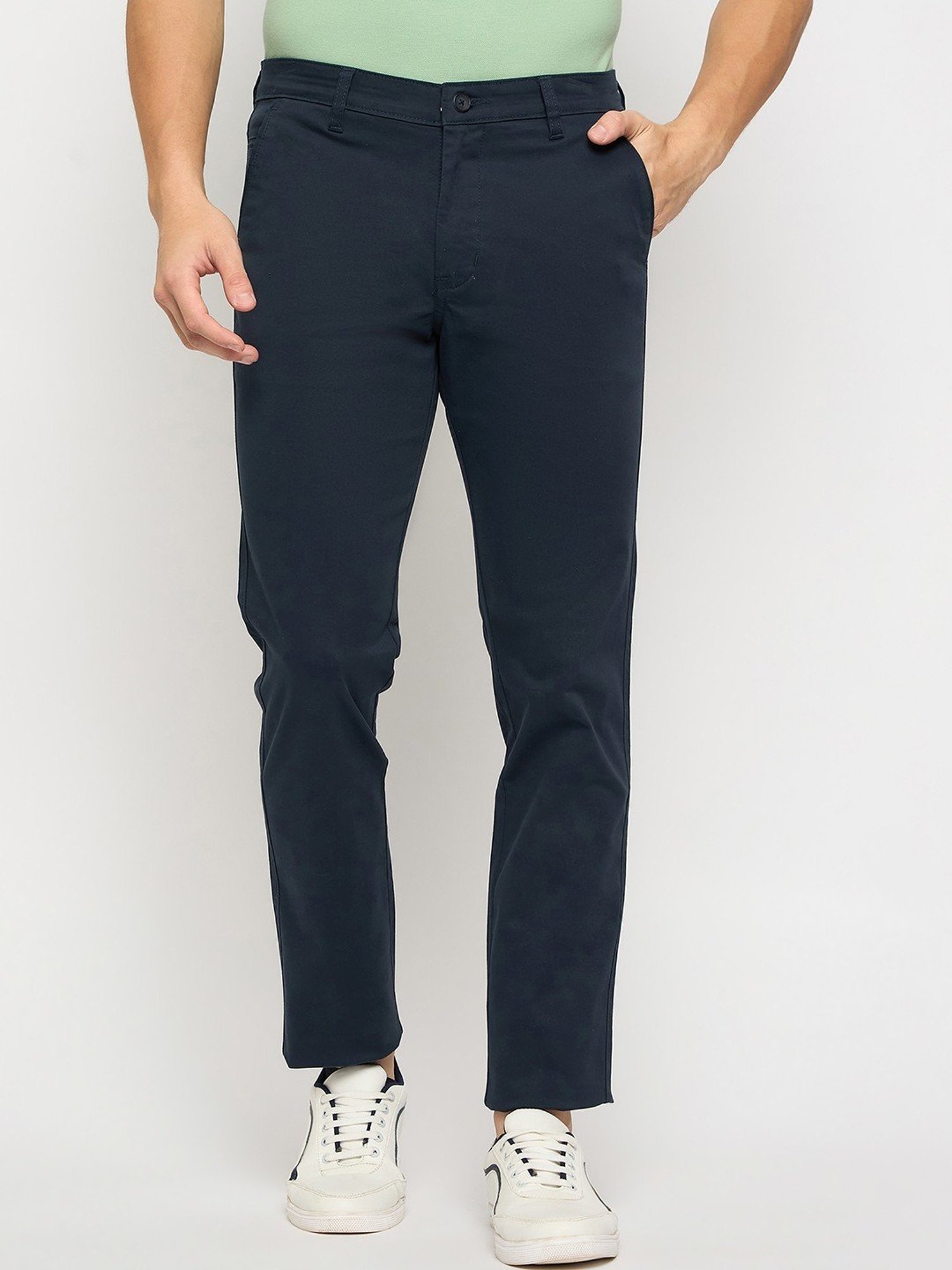 Duke Navy Cotton Slim Fit Chinos