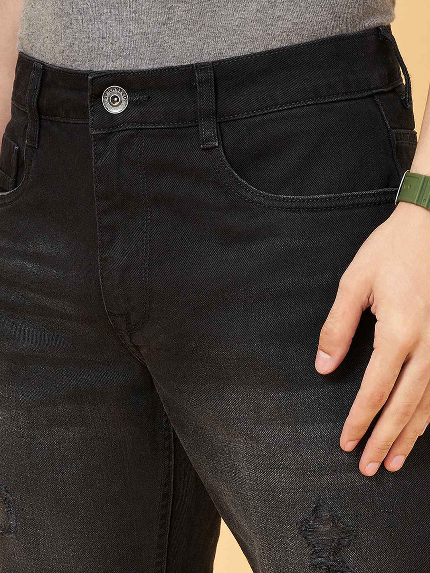 Sf Jeans By Pantaloons Black Regular Fit Denim Shorts