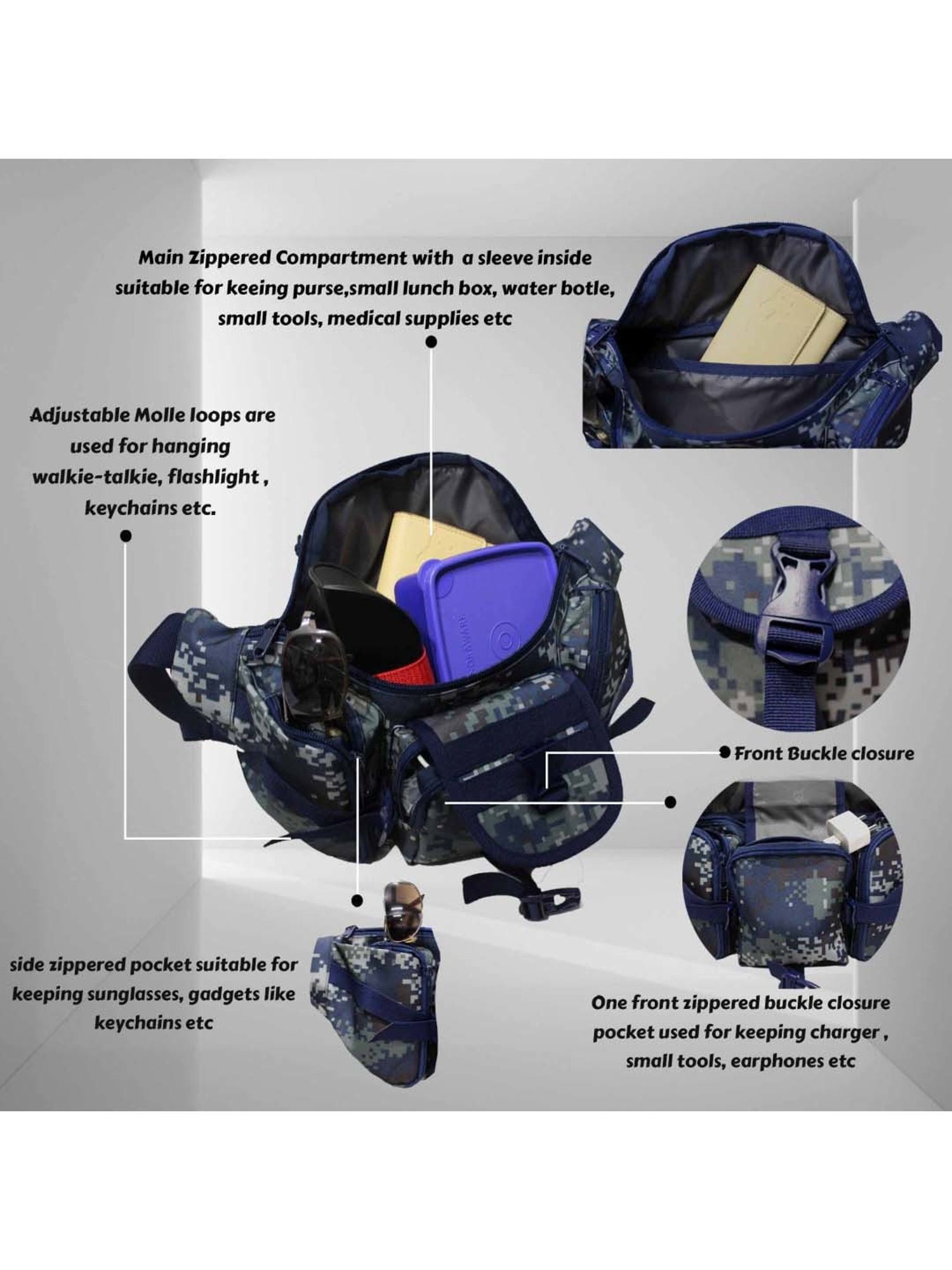 F Gear Blue Printed Waist Pouch