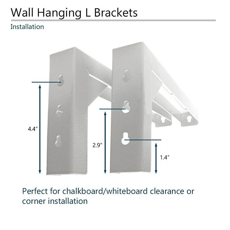 12quot White Universal Projector Screen LBrackets Reinforced Single Metal Welded Construction Wall or Ceiling Mount Includes Hooks and Hardware Model ZVMAXLB12W