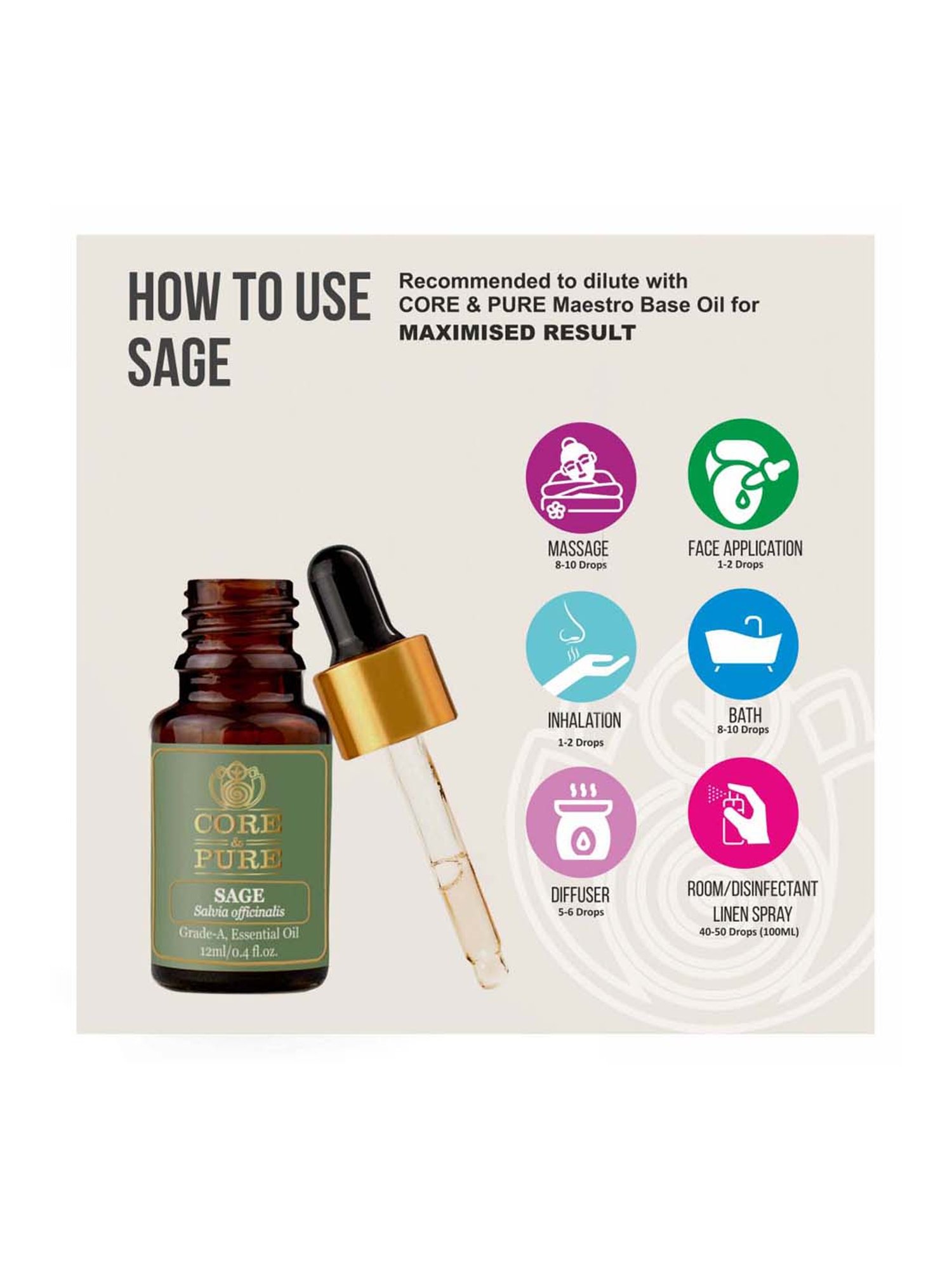 CORE & PURE Sage Essential Oil - 12 ml