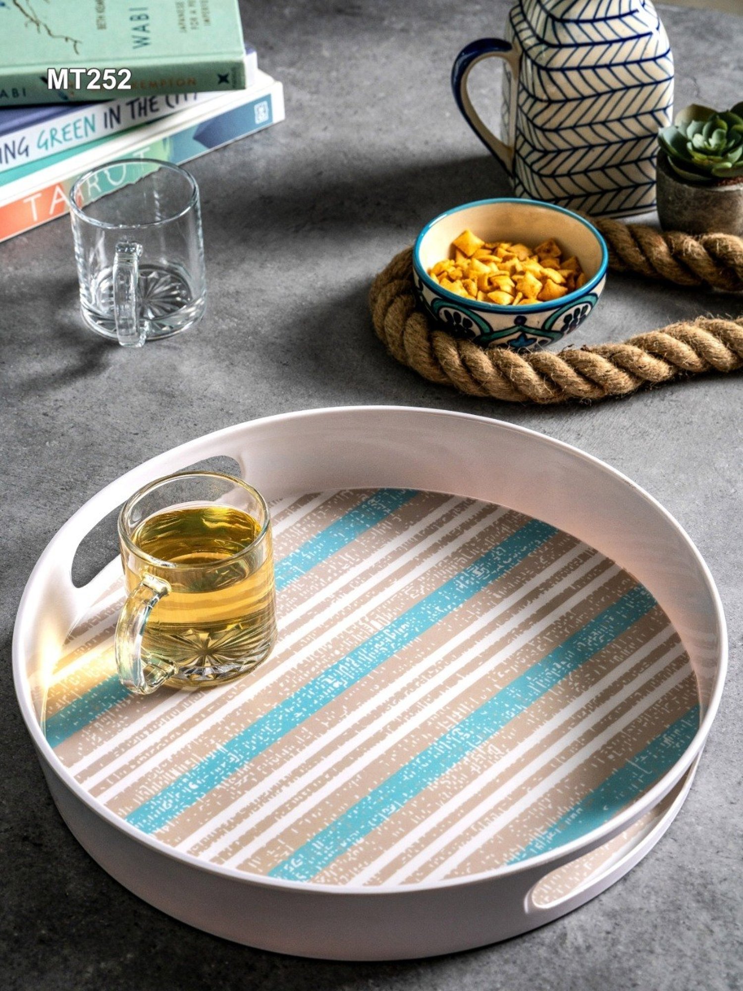Goodhomes Multicolor Melamine Round Serving Tray