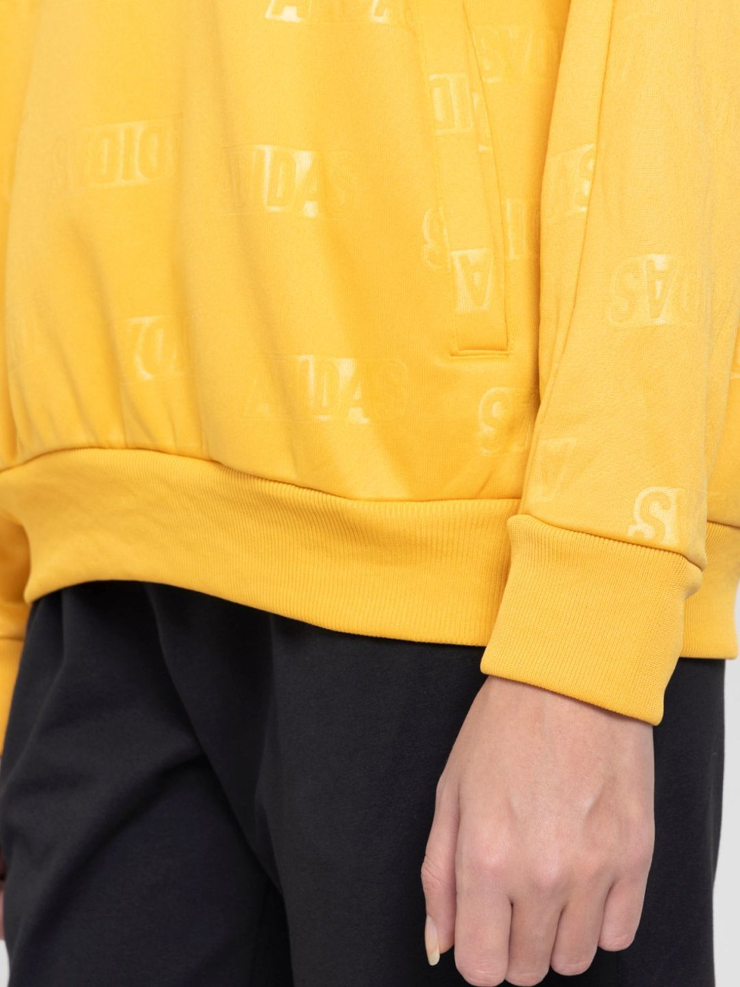 adidas Yellow Printed Sports Hoodie