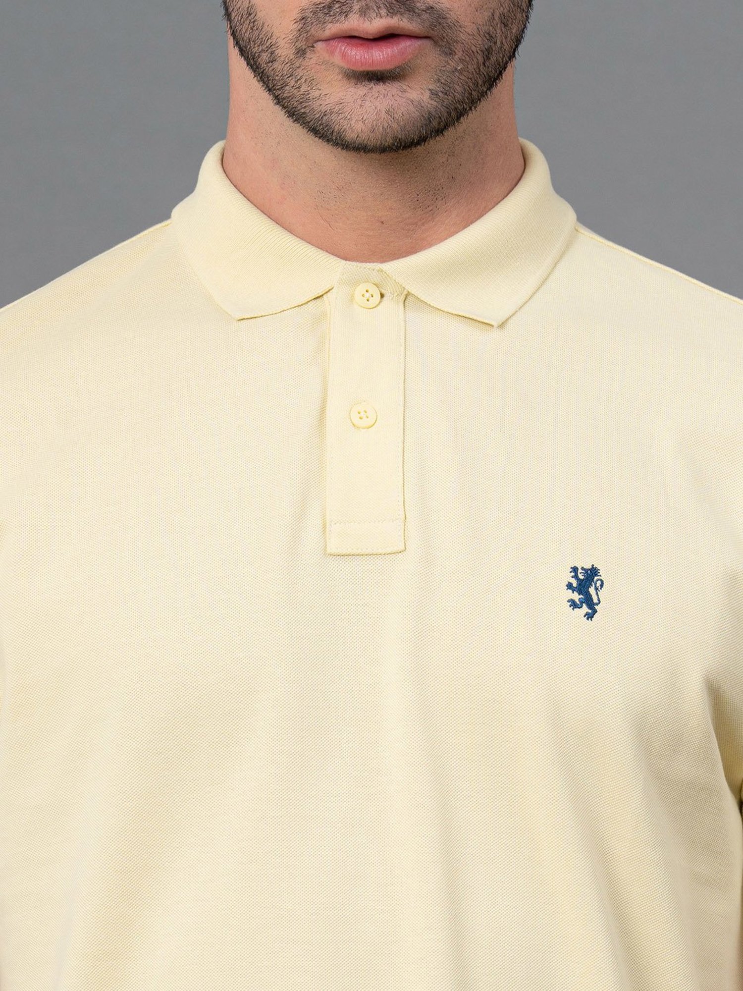 Red Tape Yellow Regular Fit Cotton Polo T-Shirt