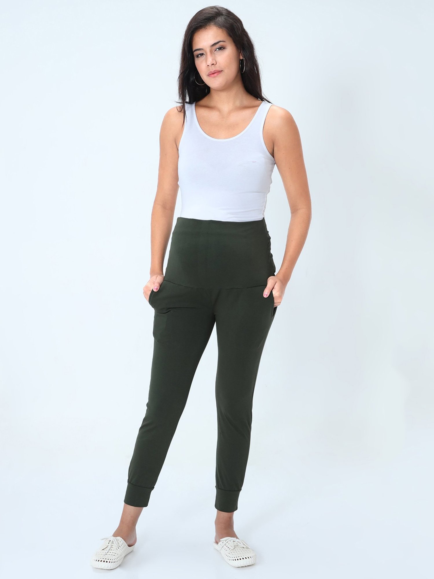 The Mom Store Dark Green Maternity Joggers