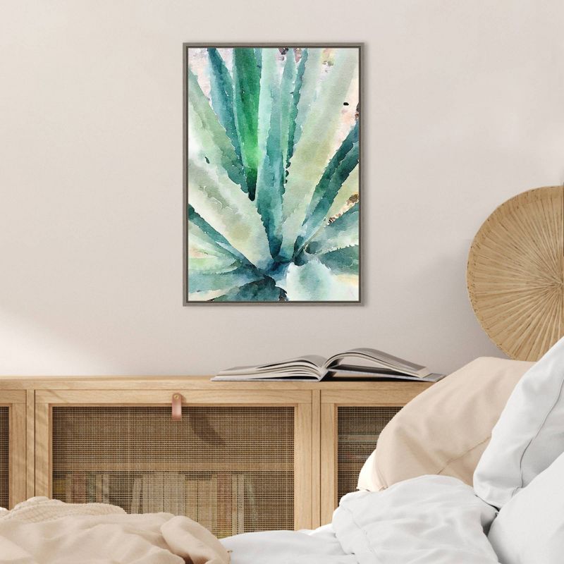 16" x 23" Rustic Succulent II by Irena Orlov Framed Canvas Wall Art - Amanti Art
