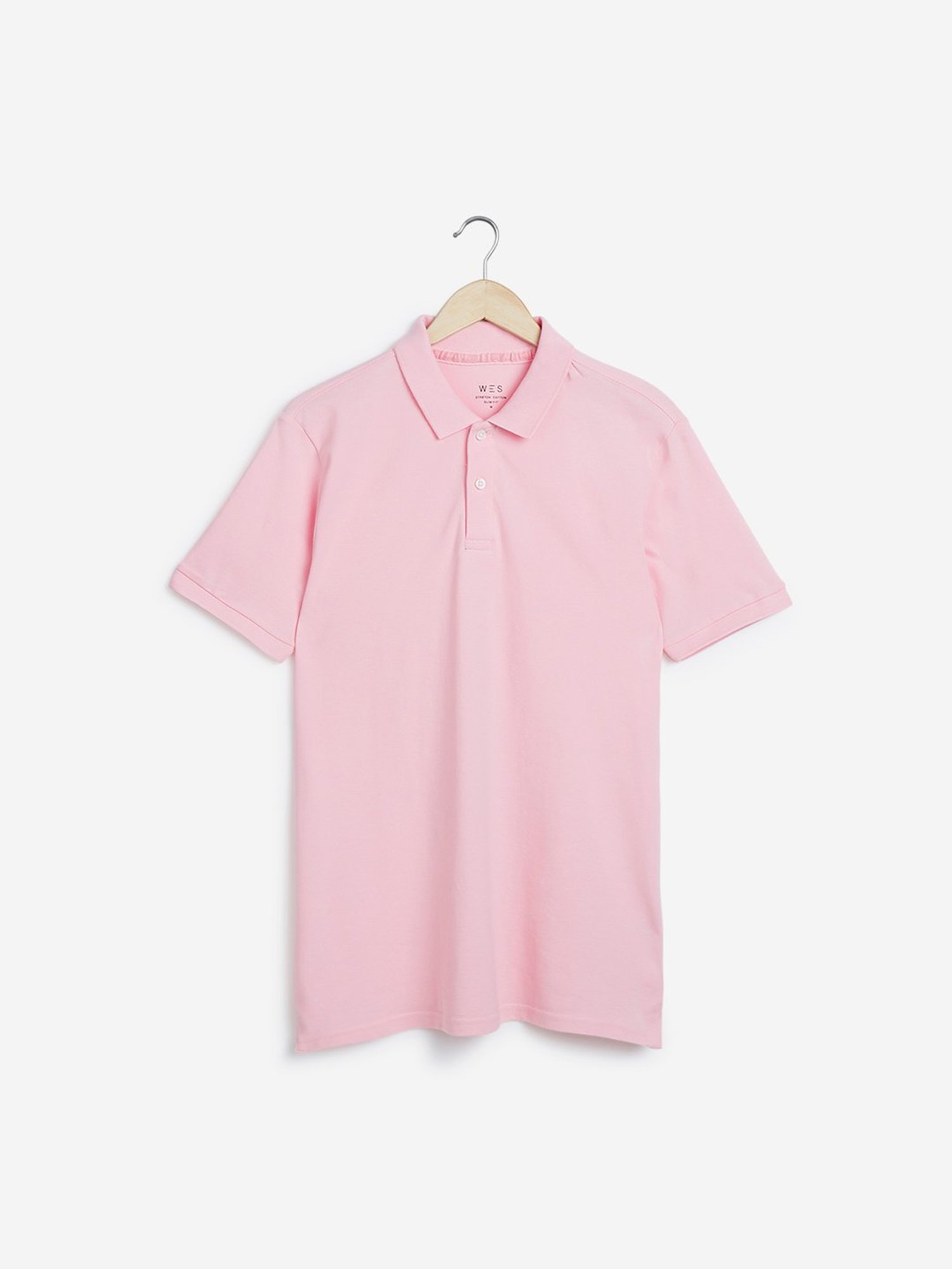 WES Casuals by Westside Light Pink Slim-Fit Polo T-Shirt