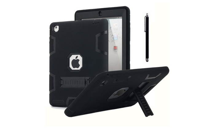 iPad 2/3/4 Shockproof Military Heavy Duty Rubber With Hard Stand Case