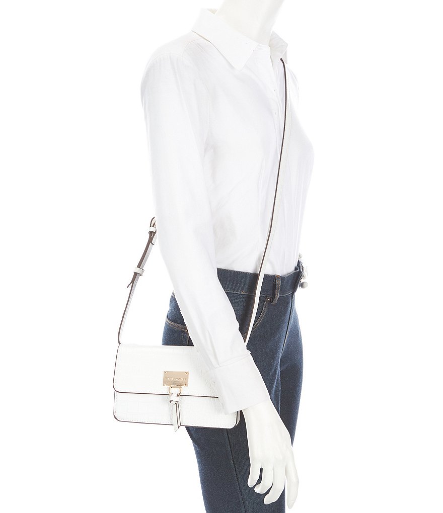 Kate Landry Croco Flap Crossbody Bag