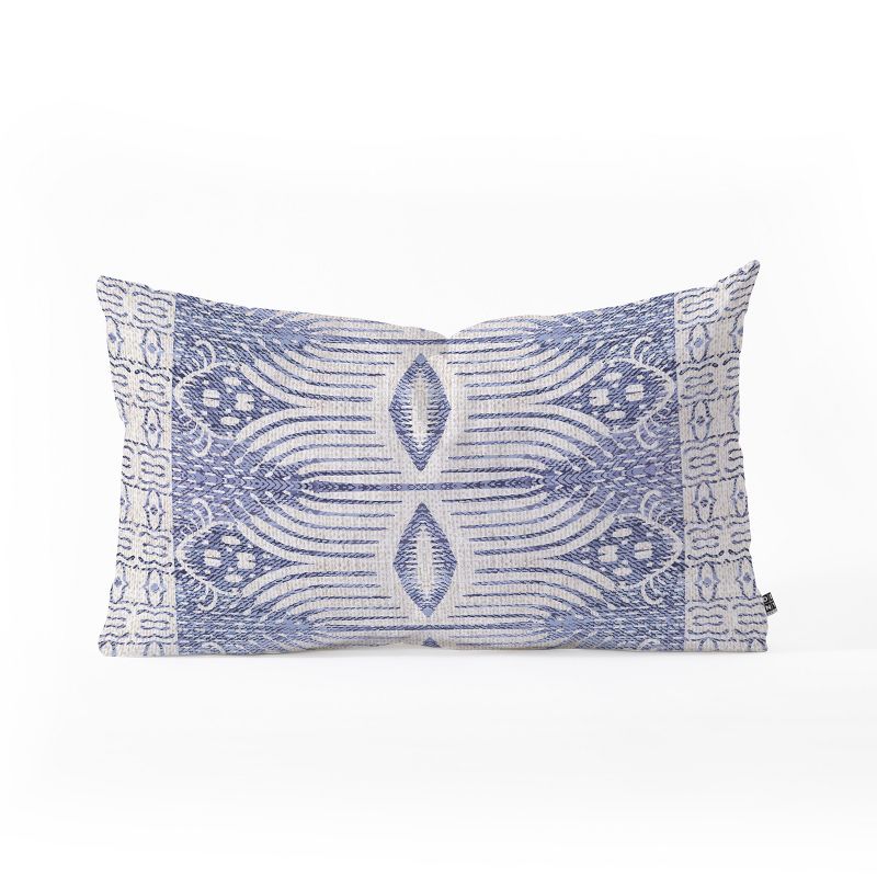 Holli Zollinger French Geometric Ikat Lumbar Throw Pillow Blue - Deny Designs