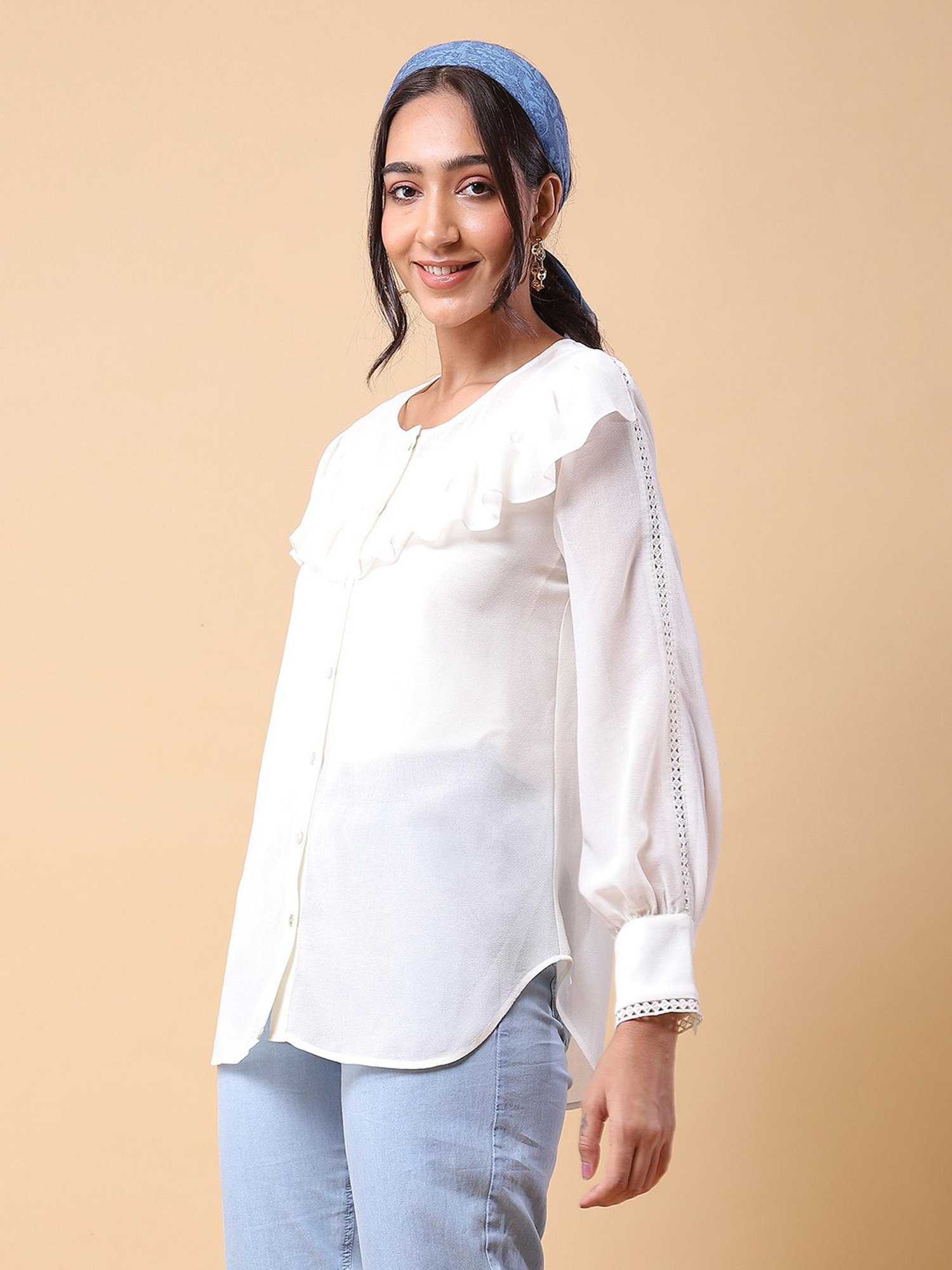 aarke Ritu Kumar White Top With Inner Slip