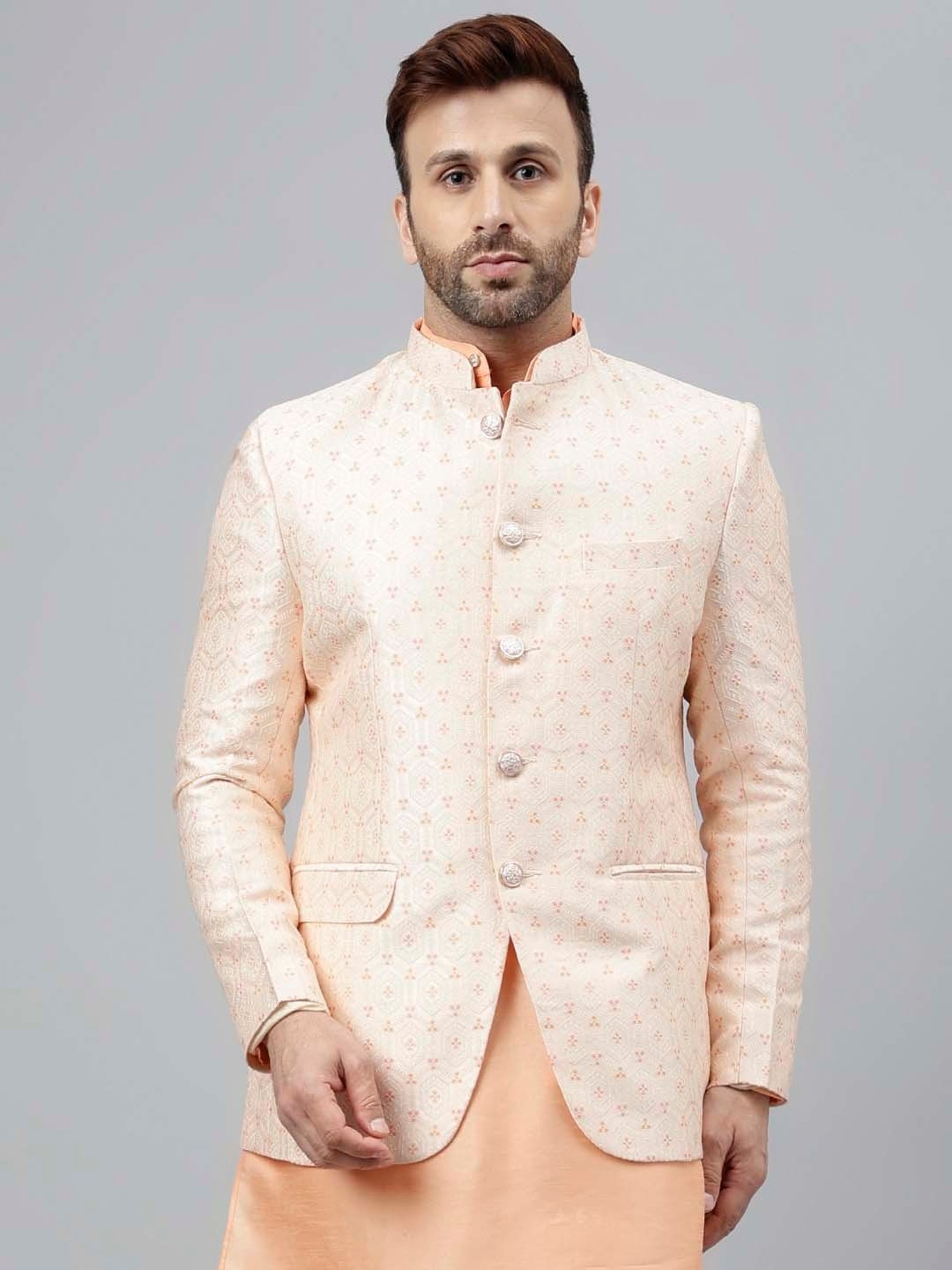 Hangup Peach Regular Fit Ethnic Blazer