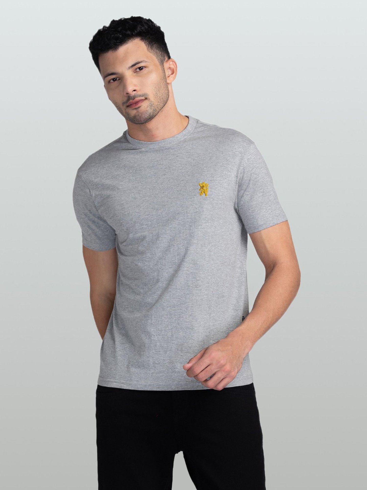 Giordano Grey Melange Slim Fit Crew T-Shirt